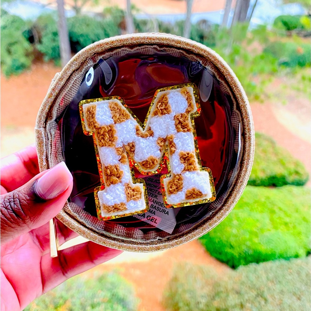 🌸 Custom Gold Glitter Round Pouch w/ Clear Top 🌸